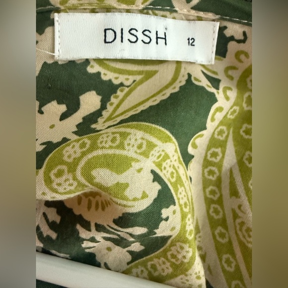 DISSH Deep V Neck Paisley Long Sleeve Mini Dress Size 12 - Picture 3 of 4